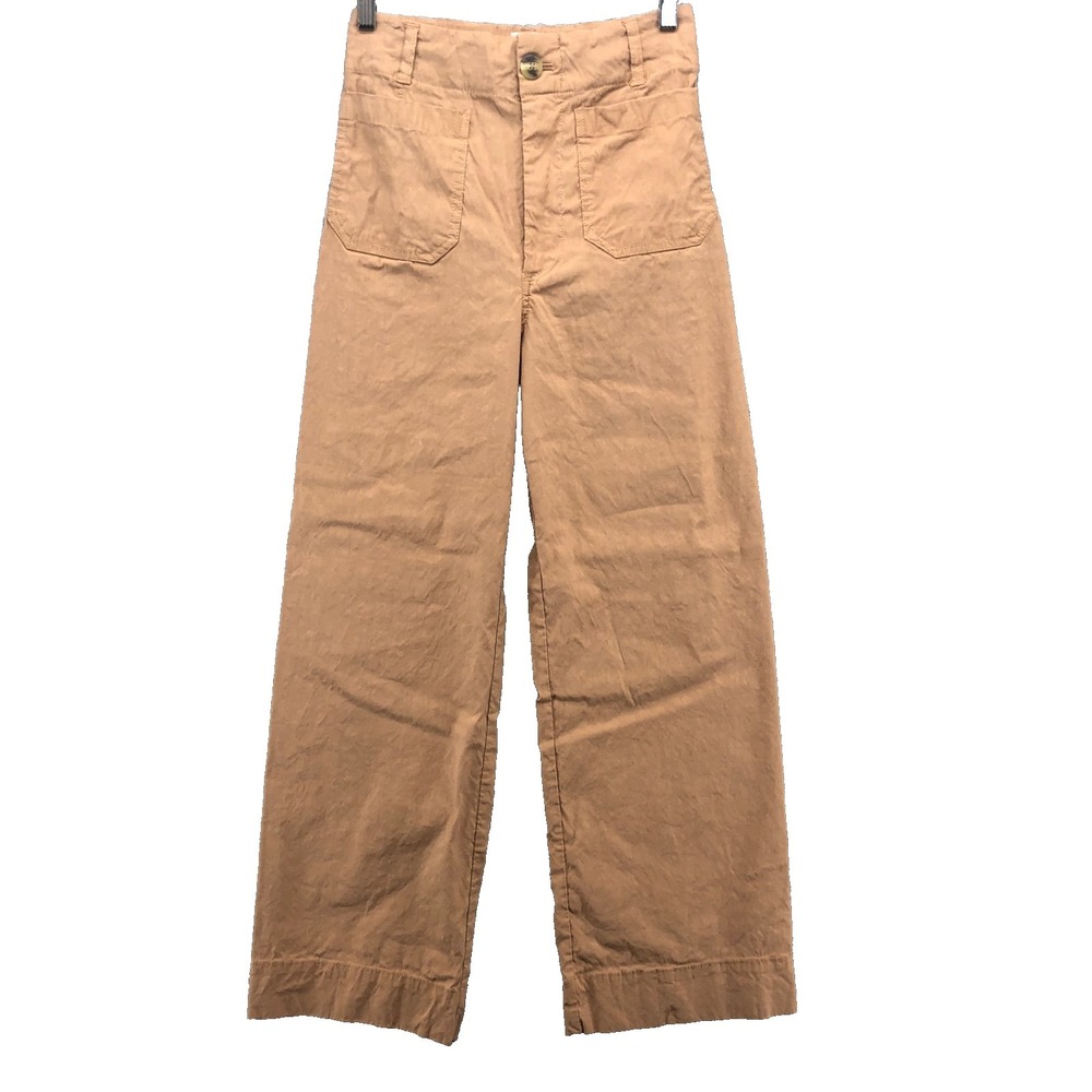 Maeve Wide Leg Pants in Light Tan